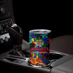 Knights Autism Awareness Tumbler Cup Puzzle Flames Rugby Ball