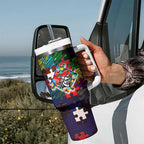 Knights Autism Awareness Tumbler With Handle Puzzle Flames Rugby Ball