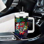 Knights Autism Awareness Tumbler With Handle Puzzle Flames Rugby Ball