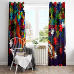 Knights Autism Awareness Window Curtain Puzzle Flames Rugby Ball
