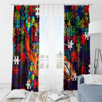 Knights Autism Awareness Window Curtain Puzzle Flames Rugby Ball