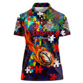 Knights Autism Awareness Women Polo Shirt Puzzle Flames Rugby Ball