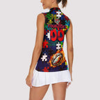 Knights Autism Awareness Women Sleeveless Polo Shirt Puzzle Flames Rugby Ball