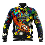 Cowboys Autism Awareness Baseball Jacket Puzzle Flames Rugby Ball