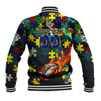 Cowboys Autism Awareness Baseball Jacket Puzzle Flames Rugby Ball