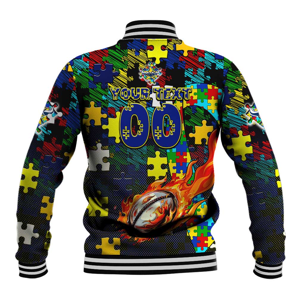 Cowboys Autism Awareness Baseball Jacket Puzzle Flames Rugby Ball