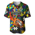 Cowboys Autism Awareness Baseball Jersey Puzzle Flames Rugby Ball
