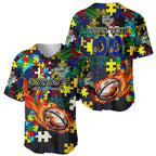 Cowboys Autism Awareness Baseball Jersey Puzzle Flames Rugby Ball