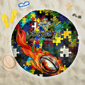Cowboys Autism Awareness Beach Blanket Puzzle Flames Rugby Ball