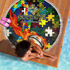 Cowboys Autism Awareness Beach Blanket Puzzle Flames Rugby Ball