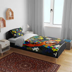 Cowboys Autism Awareness Bedding Set Puzzle Flames Rugby Ball