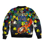Cowboys Autism Awareness Bomber Jacket Puzzle Flames Rugby Ball