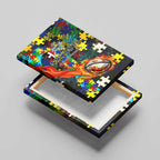 Cowboys Autism Awareness Canvas Wall Art Puzzle Flames Rugby Ball
