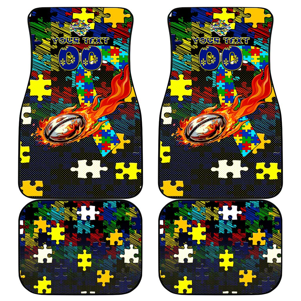 Cowboys Autism Awareness Car Mats Puzzle Flames Rugby Ball
