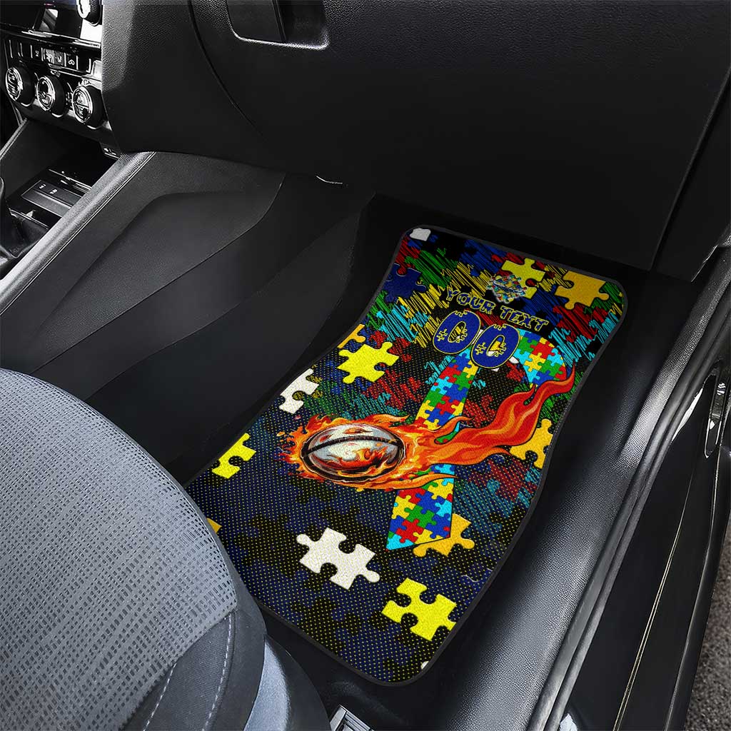 Cowboys Autism Awareness Car Mats Puzzle Flames Rugby Ball