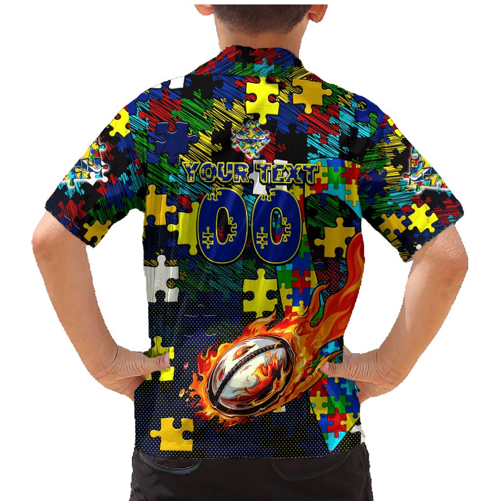 Cowboys Autism Awareness Family Matching Mermaid Dress and Hawaiian Shirt Puzzle Flames Rugby Ball