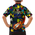 Cowboys Autism Awareness Family Matching Mermaid Dress and Hawaiian Shirt Puzzle Flames Rugby Ball