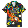 Cowboys Autism Awareness Family Matching Mermaid Dress and Hawaiian Shirt Puzzle Flames Rugby Ball