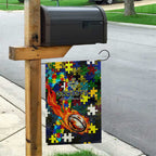 Cowboys Autism Awareness Garden Flag Puzzle Flames Rugby Ball