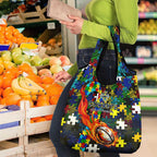 Cowboys Autism Awareness Grocery Bag Puzzle Flames Rugby Ball