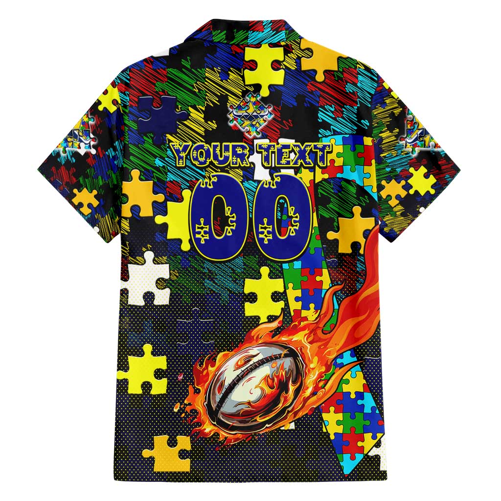 Cowboys Autism Awareness Hawaiian Shirt Puzzle Flames Rugby Ball