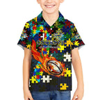Cowboys Autism Awareness Hawaiian Shirt Puzzle Flames Rugby Ball