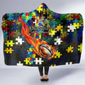 Cowboys Autism Awareness Hooded Blanket Puzzle Flames Rugby Ball