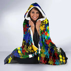 Cowboys Autism Awareness Hooded Blanket Puzzle Flames Rugby Ball