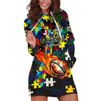 Cowboys Autism Awareness Hoodie Dress Puzzle Flames Rugby Ball
