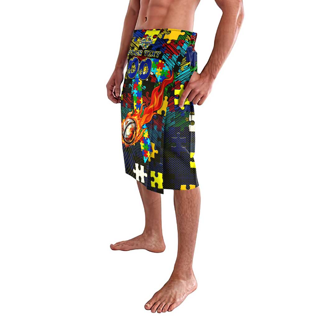 Cowboys Autism Awareness Lavalava Puzzle Flames Rugby Ball