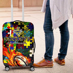 Cowboys Autism Awareness Luggage Cover Puzzle Flames Rugby Ball