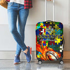 Cowboys Autism Awareness Luggage Cover Puzzle Flames Rugby Ball