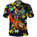 Cowboys Autism Awareness Polo Shirt Puzzle Flames Rugby Ball