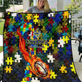 Cowboys Autism Awareness Quilt Puzzle Flames Rugby Ball