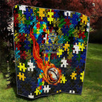 Cowboys Autism Awareness Quilt Puzzle Flames Rugby Ball