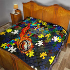 Cowboys Autism Awareness Quilt Puzzle Flames Rugby Ball