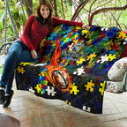 Cowboys Autism Awareness Quilt Puzzle Flames Rugby Ball