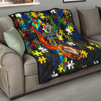 Cowboys Autism Awareness Quilt Puzzle Flames Rugby Ball