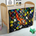 Cowboys Autism Awareness Quilt Puzzle Flames Rugby Ball