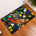 Cowboys Autism Awareness Rubber Doormat Puzzle Flames Rugby Ball