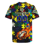 Cowboys Autism Awareness Rugby Jersey Puzzle Flames Rugby Ball