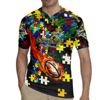 Cowboys Autism Awareness Rugby Jersey Puzzle Flames Rugby Ball