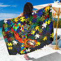 Cowboys Autism Awareness Sarong Puzzle Flames Rugby Ball