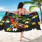 Cowboys Autism Awareness Sarong Puzzle Flames Rugby Ball