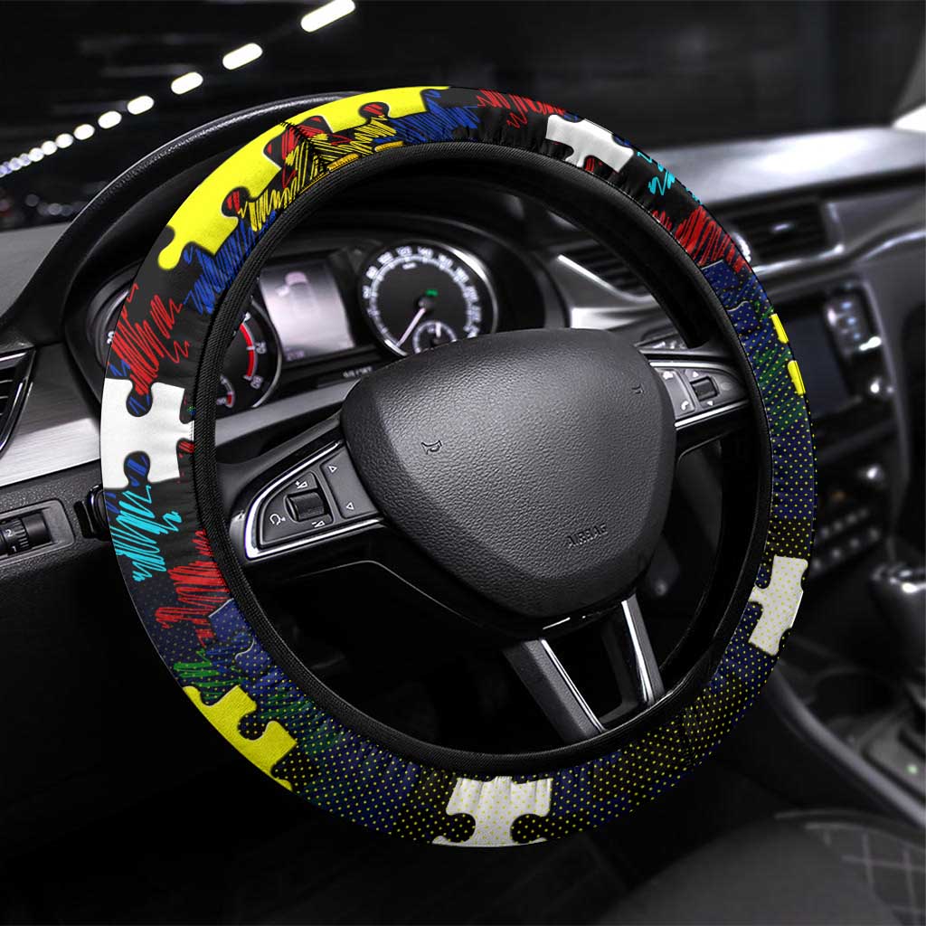Cowboys Autism Awareness Steering Wheel Cover Puzzle Flames Rugby Ball