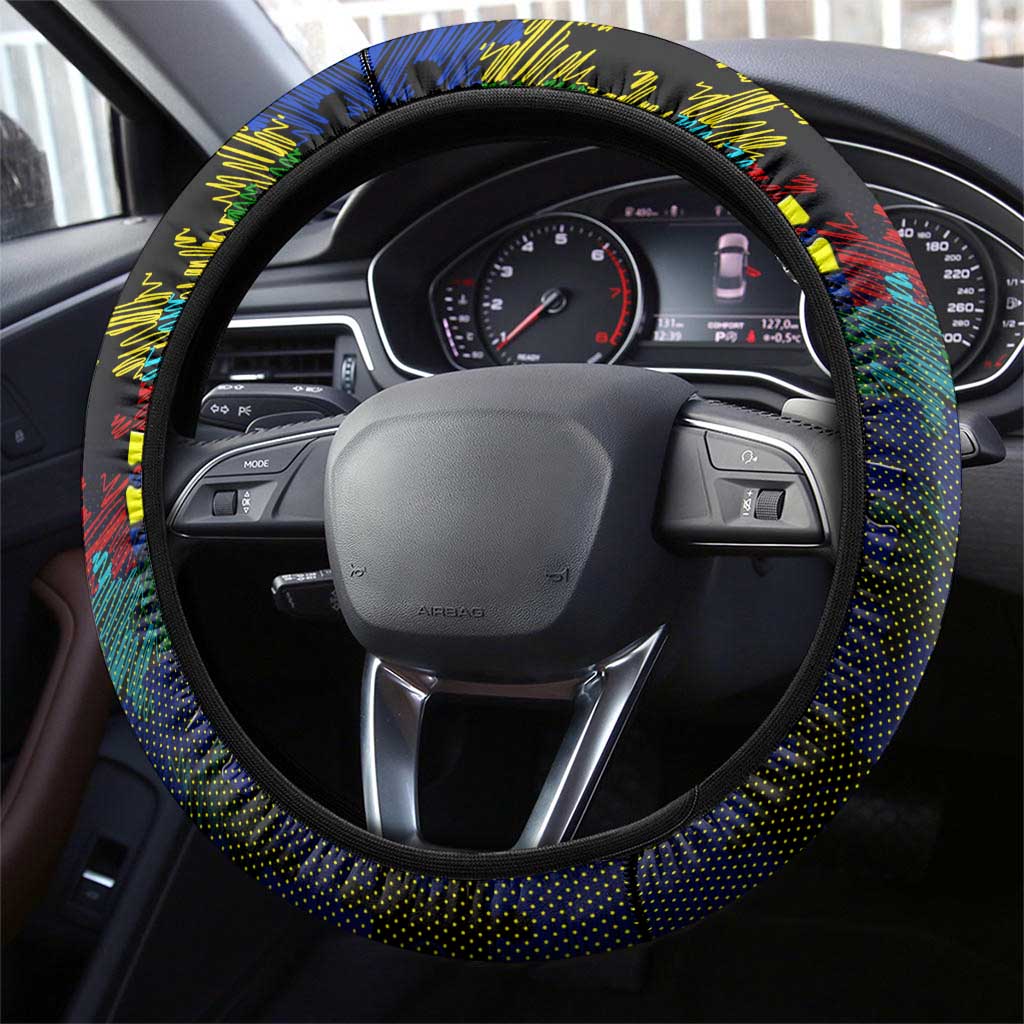 Cowboys Autism Awareness Steering Wheel Cover Puzzle Flames Rugby Ball