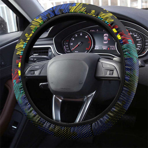 Cowboys Autism Awareness Steering Wheel Cover Puzzle Flames Rugby Ball