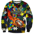 Cowboys Autism Awareness Sweatshirt Puzzle Flames Rugby Ball