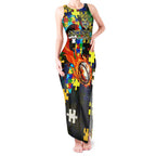 Cowboys Autism Awareness Tank Maxi Dress Puzzle Flames Rugby Ball