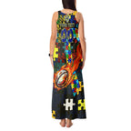 Cowboys Autism Awareness Tank Maxi Dress Puzzle Flames Rugby Ball